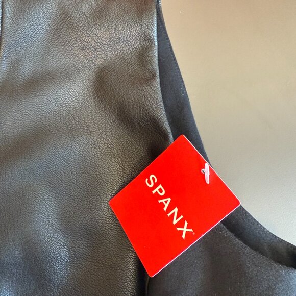 Spanx Leather-Like Combo Fitted Dress, size small in black - Picture 4 of 4